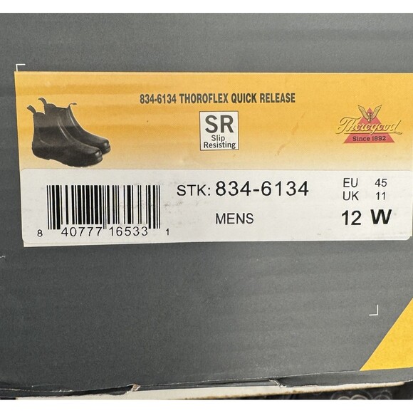 Thorogood Boots Mens Size 12W Black Thoroflex Quick Release Pull On SR 834-6134 main image 9